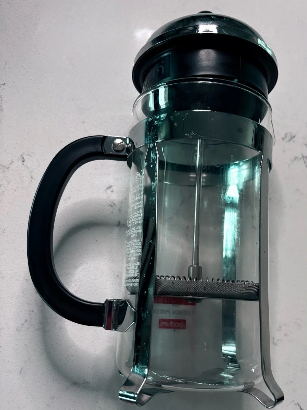 Bodum Clear Glass French Press with Black Handle